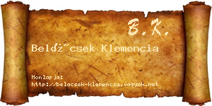 Belácsek Klemencia névjegykártya